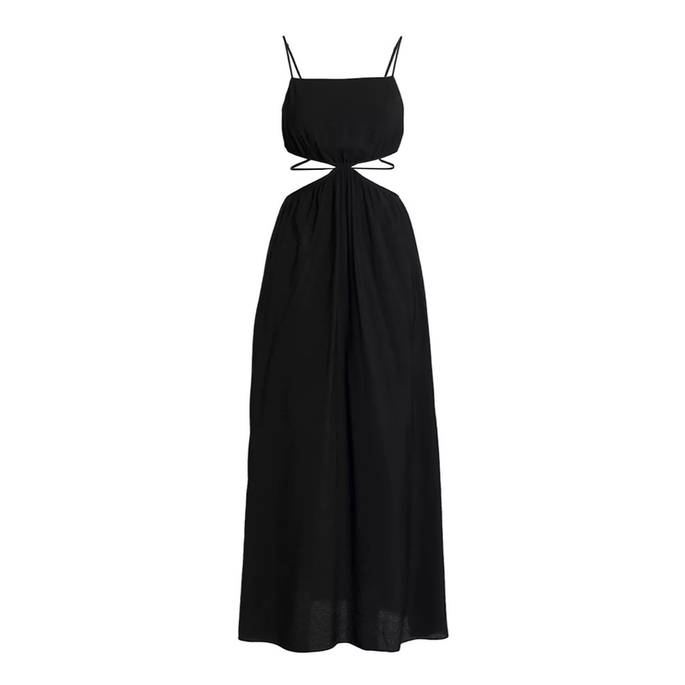 JONATHAN SIMKHAI Amora Strap Detail Maxi Dress Sz M Black - Picture 5 of 14